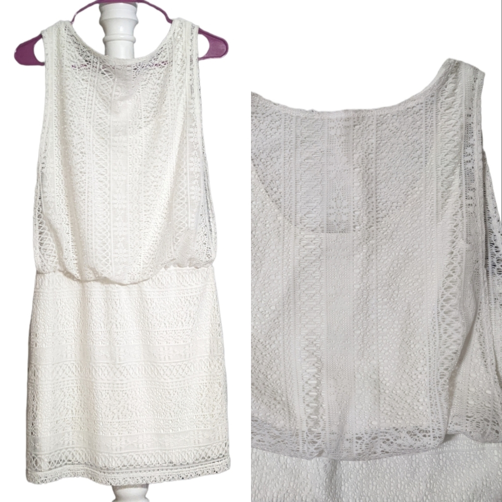 🤍Bisou Bisou Dress - White Lace Overlay🤍